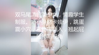 双马尾清纯美少女，情趣学生制服。娇小身材卡哇伊，跳蛋震小穴，震动棒插入，翘起屁股特写视角