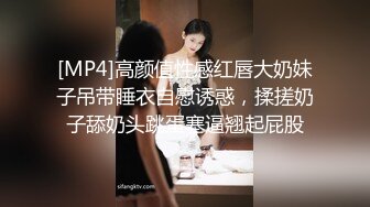 [MP4]高颜值性感红唇大奶妹子吊带睡衣自慰诱惑，揉搓奶子舔奶头跳蛋塞逼翘起屁股